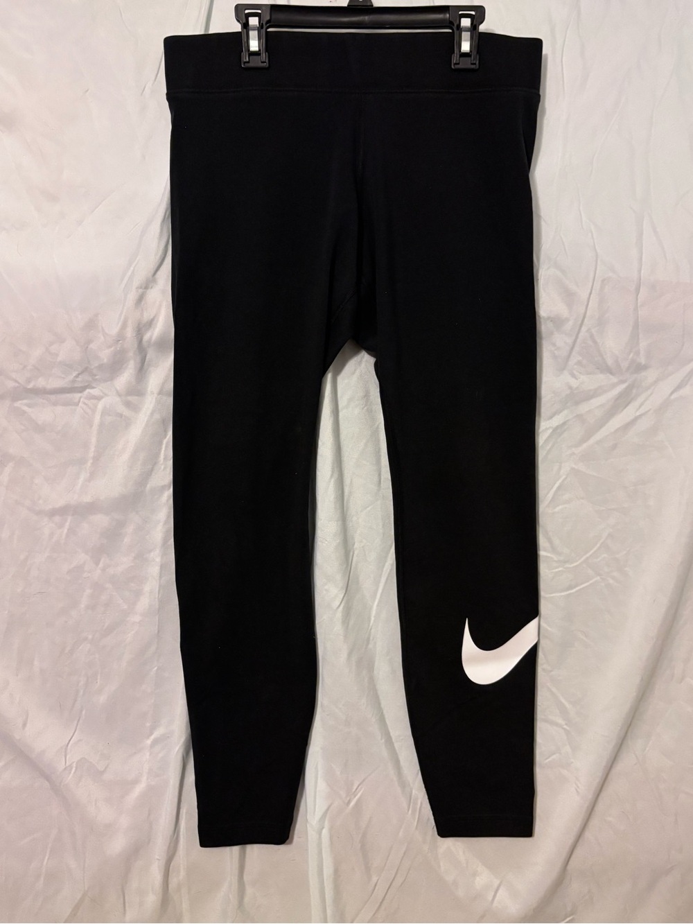 Women’s Nike Black Track Leggings with White Swoosh